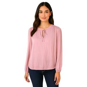 Banana Republic Shirred Tie-Front Blouse in Dusty Pink – EUC Size Small